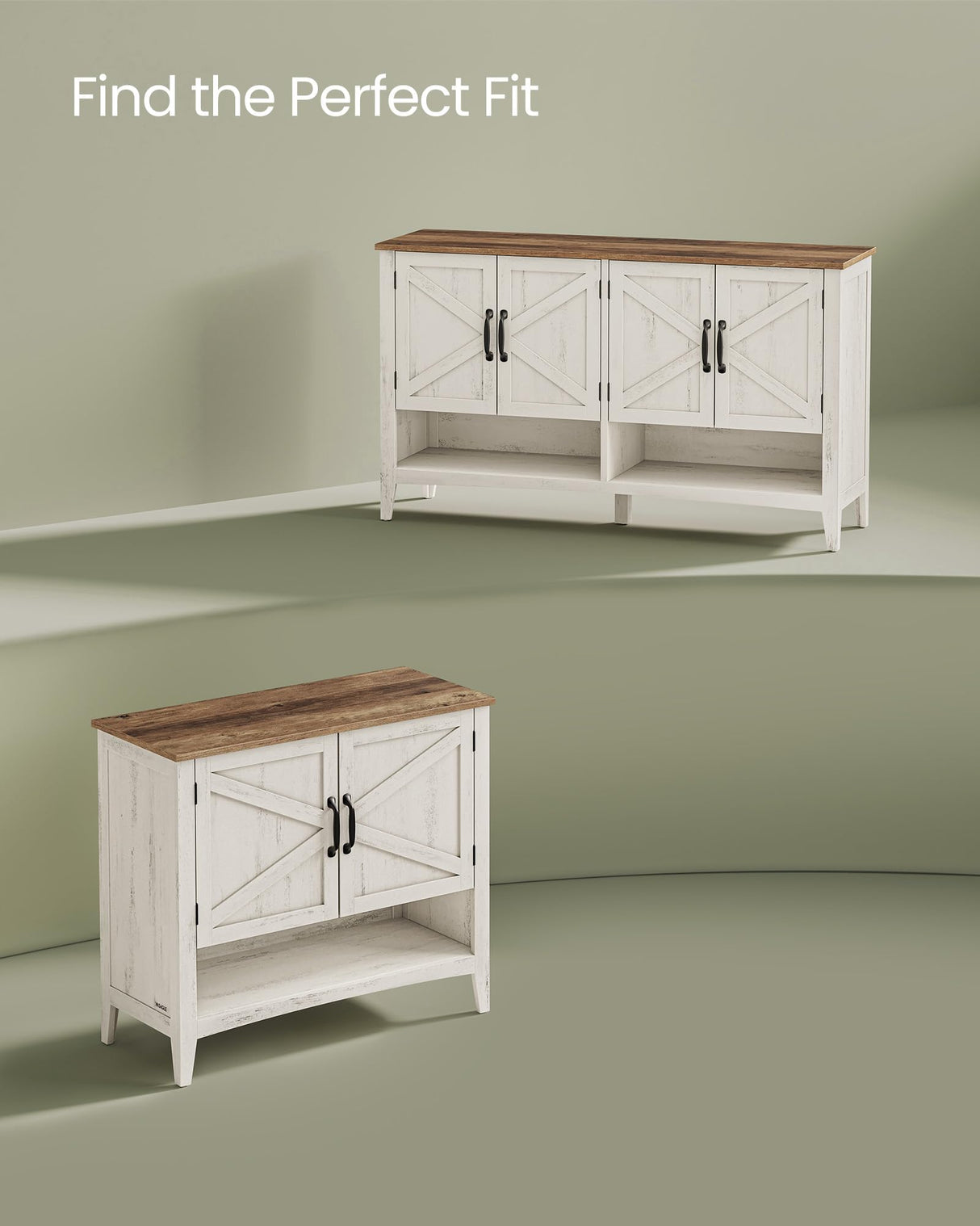 VASAGLE Shoe Cabinet, 3-Tier Shoe Storage Organizer, Farmhouse Freestanding Cabinet with Height-Adjustable Shelf, 13.8 x 31.5 x 27.6 Inches, Entryway, Rustic White ULBC038W01 VASAGLE