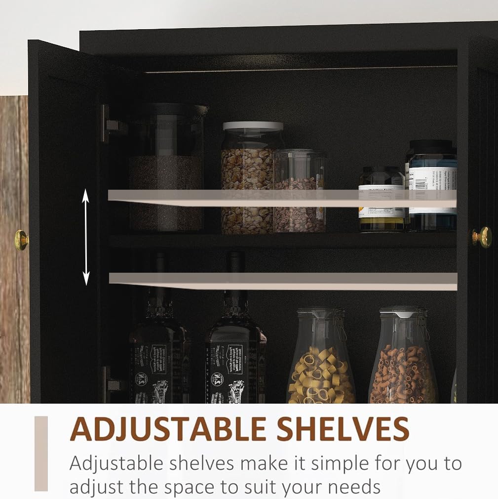 RASOO Pantry Storage Cabinet 71" Freestanding Adjustable Kitchen Pantries Buffet with Hutch Cupboard 6 Doors and 1 Drawer and Open Shlelf RASOO