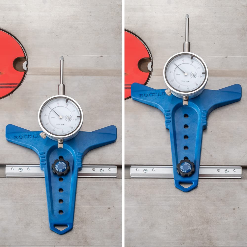 Rockler Table Saw Alignment Gauge - Precision Dial Indicator Table Saw for Parallelism & Safe Cuts – Adjustable Fit Miter Fence Gauge w/Aluminum Miter Bar, Hex Key – Woodworking Tools ROCKLER