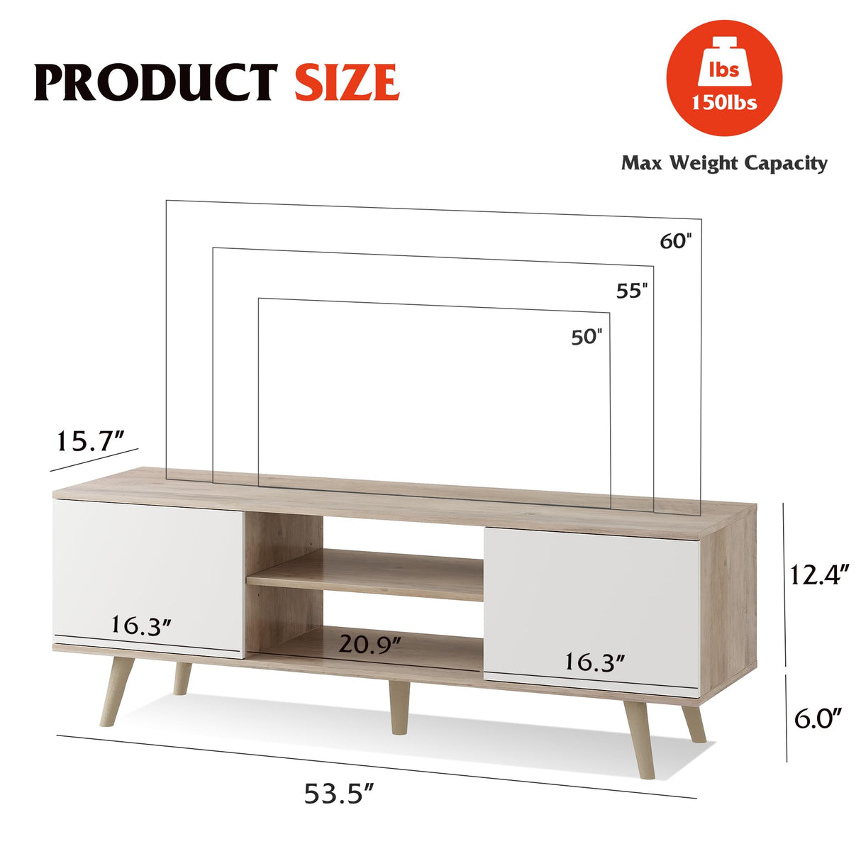 WLIVE TV Stand for 55 60 inch TV, Boho Entertainment Center with Storage Cabinets, TV Console for Living Room Decor, Greige White WLIVE