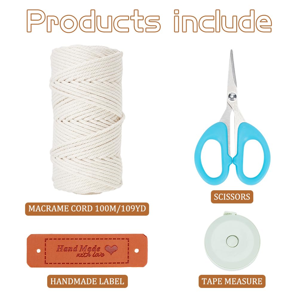 FREEBLOSS Macrame Basket Kit - DIY Macrame Kit with Video Tutorial and 100m Cotton Cord for Storage and Crafting FREEBLOSS