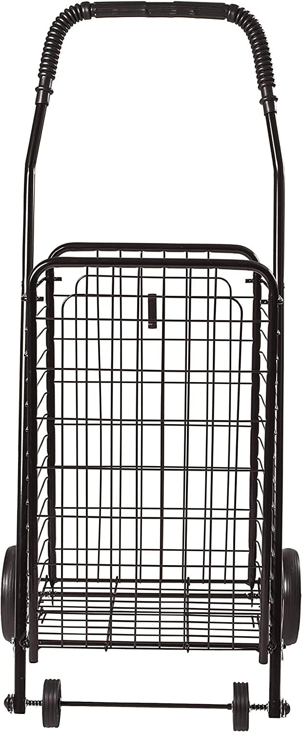 DMI Utility Cart with Wheels to be used for Shopping, Grocery, Laundry and Stair Climber Cart, Weighs 7.5 Pounds but holds up to 90 Pounds, Compact and Foldable, Black DMI