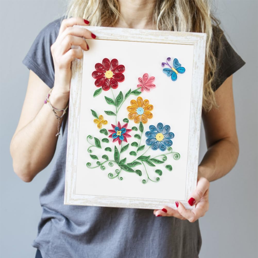 WEBEEDY Quilling Kit Flowers Paper Quilling Kit for Adults Beginner DIY Craft Quilling Paper Strips Filigree Painting Kit with Quilling Tools Handmade Home Room Wall Art Decor Creative Gift WEBEEDY