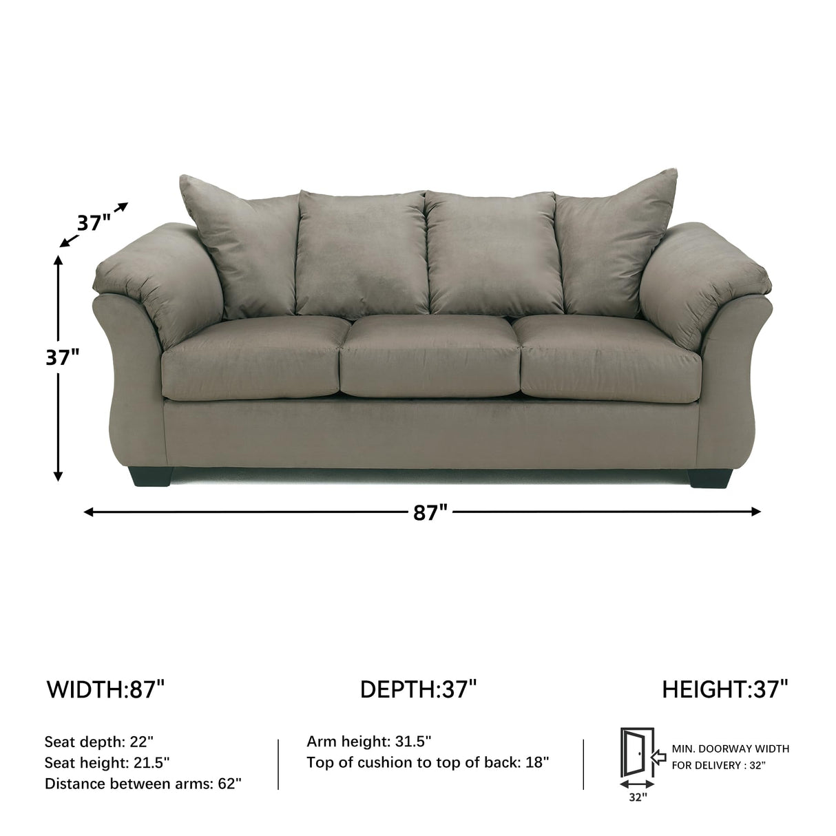Signature Design by Ashley Darcy Casual Plush Sofa, Grayish Brown Signature Design by Ashley