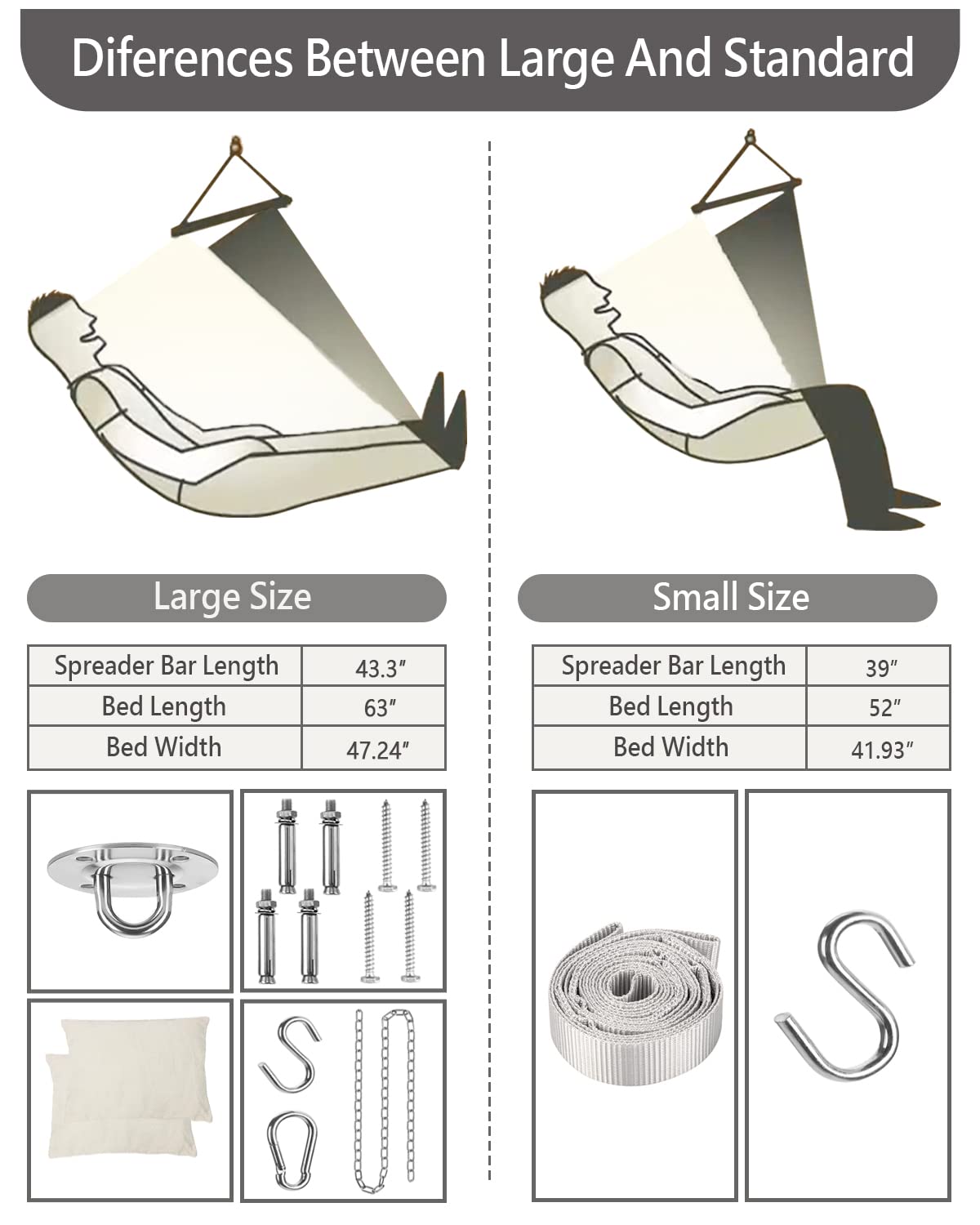 XXL Hammock Chair Hanging Rope Swing with 2 Cushions - Max 500lbs-Perfect for Patio, Porch, Bedroom, Backyard, Indoor or Outdoor - Includes Hanging Hardware Kits Lulladle