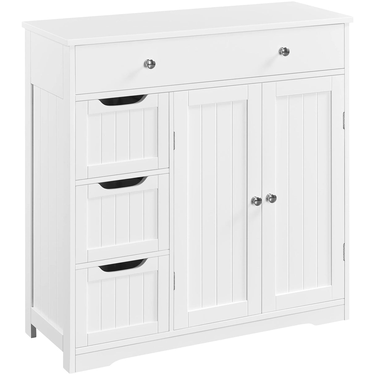 Yaheetech Bathroom Floor Cabinet, Large Storage Space Wooden Organizer with 1 Big Drawer, 3 Small Drawers & 2 Doors, Free-Standing Cupboard for Kitchen/Living Room/Bathroom Use, White Yaheetech