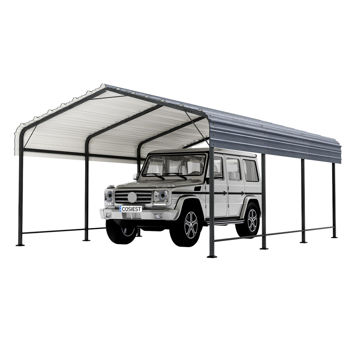 COSIEST 10'x20' Carport with Galvanized Steel Roof, Heavy Duty Metal Carport Canopy, Outdoor Garage Car Shelter Shade for Car, Boats and Truck COSIEST