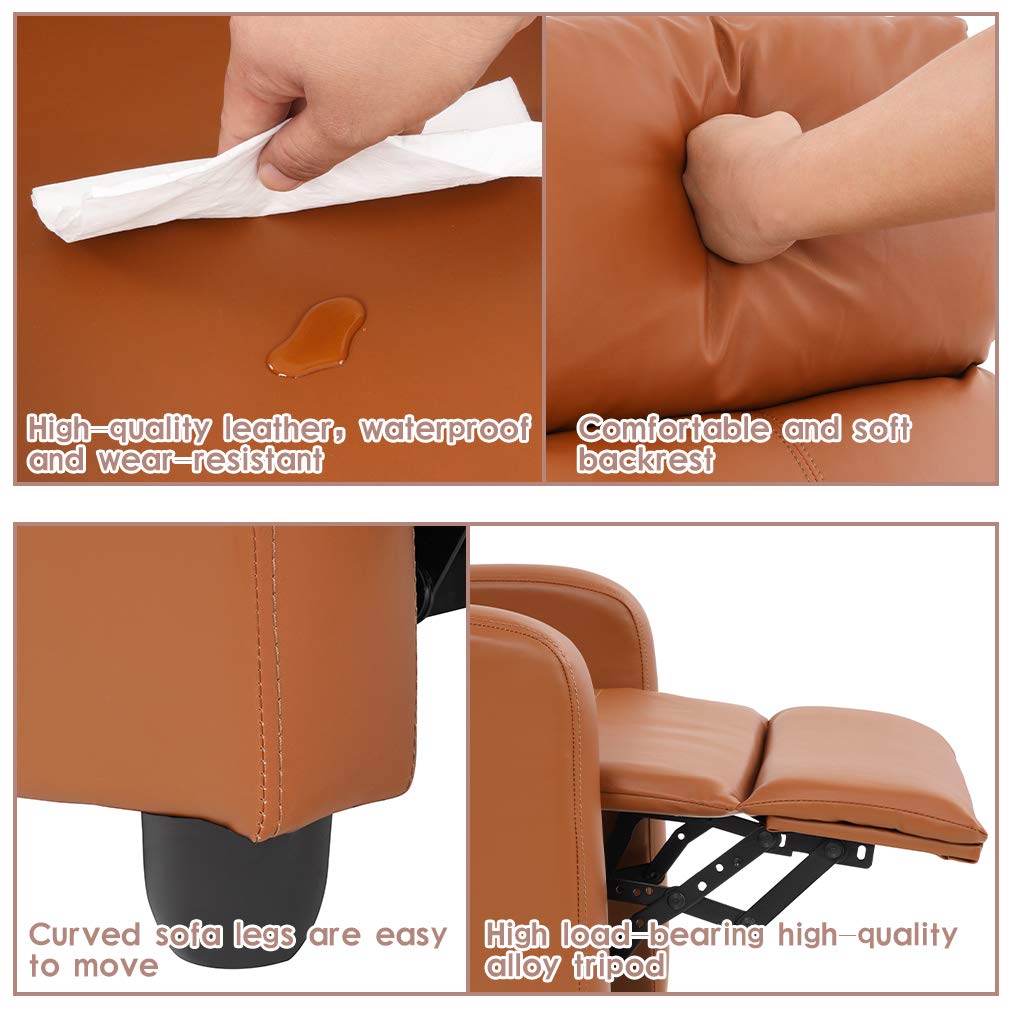 FDW Recliner Chair Push Back Sofa Home Theater Seating with Lumbar Support and Leather Padded Seat Backrest for Living Room (Tan) FDW