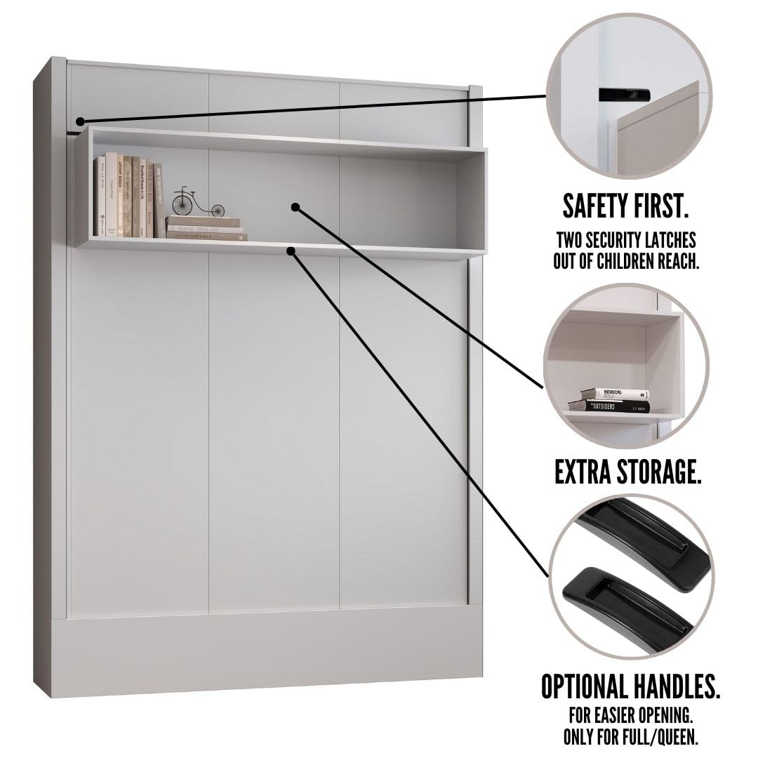 Oakland Living Easy-Lift Full Murphy Wall Bed in Black with Shelf Oakland Living