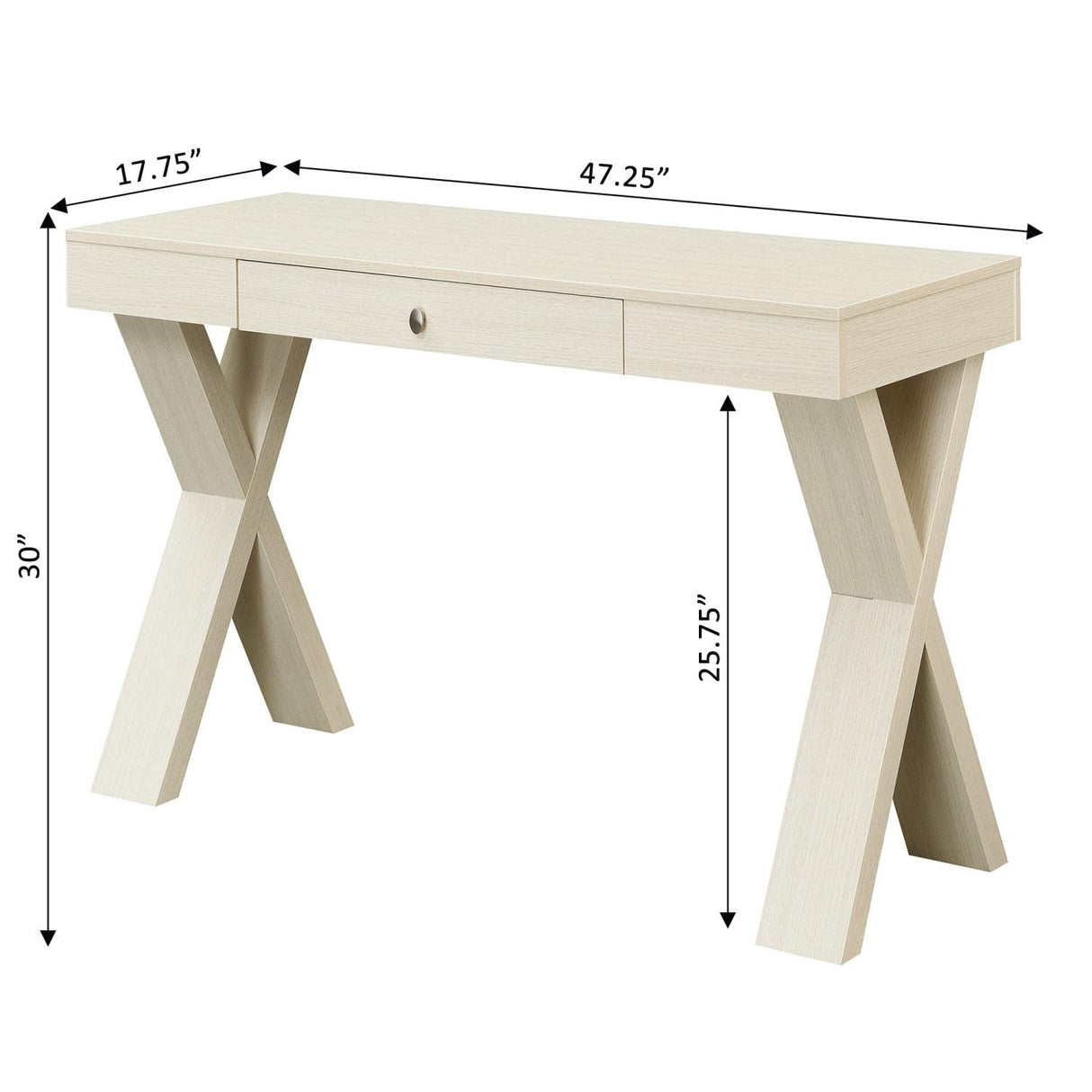 Convenience Concepts Newport 1 Drawer Desk, Ivory Convenience Concepts