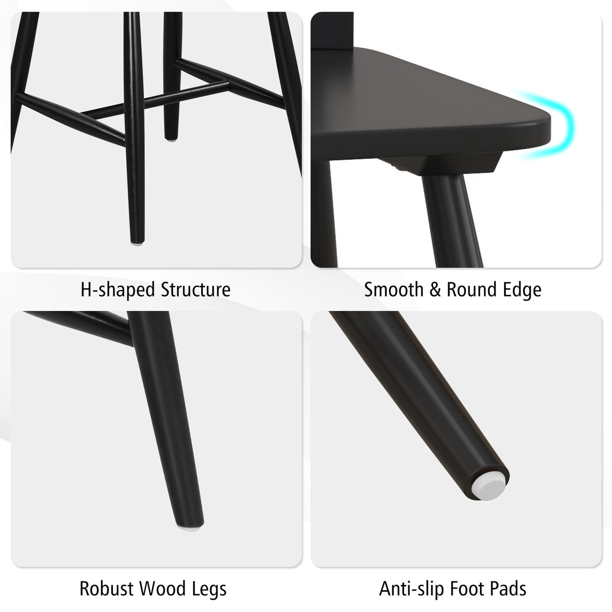 Giantex Wood Dining Chairs Set of 2, Solid Wood Windsor Dining Chair with Wide Seat, Max Load 400 Lbs, Country Wooden Slat Back Dining Room Chairs, Farmhouse Spindle Dining Chairs, Black Giantex