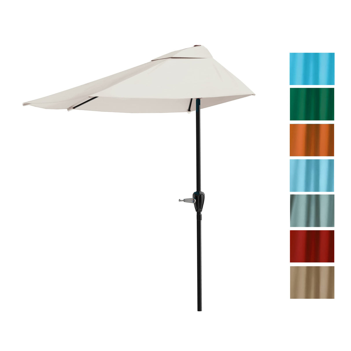 Half Umbrella Outdoor Patio Shade - 9 ft Patio Umbrella with Easy Crank - Small Canopy for Balcony, Table, or Deck by Pure Garden (Tan) Pure Garden