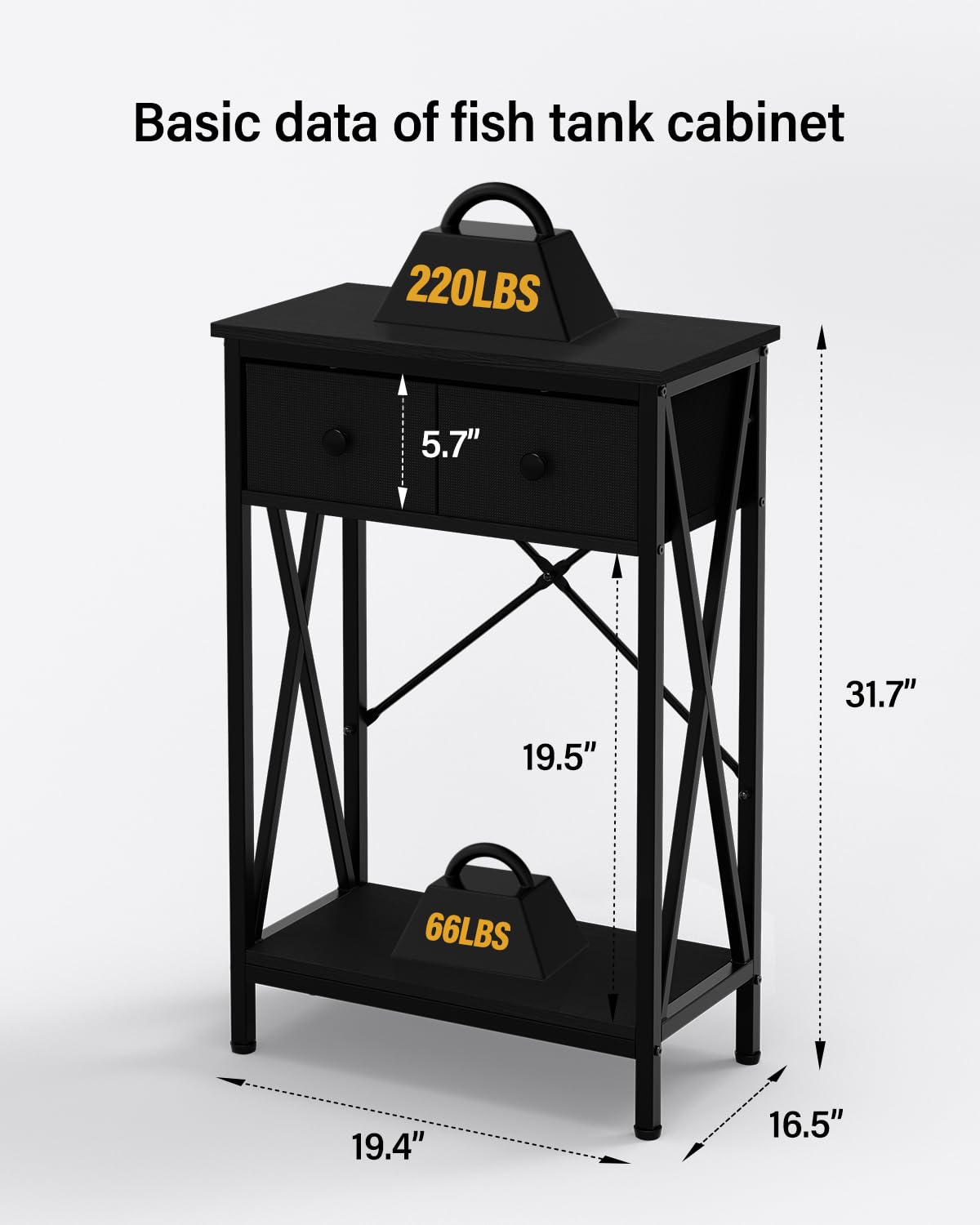 FILKO Fish Tank Stand 10 Gallon: Sturdy Aquarium Stand with Accessories Storage - Metal Fish Tank Table for 5-10 Gallon Reptile Breeder Turtle Terrarium - 19.4"X16.5" Weight Capacity 220 lbs FILKO