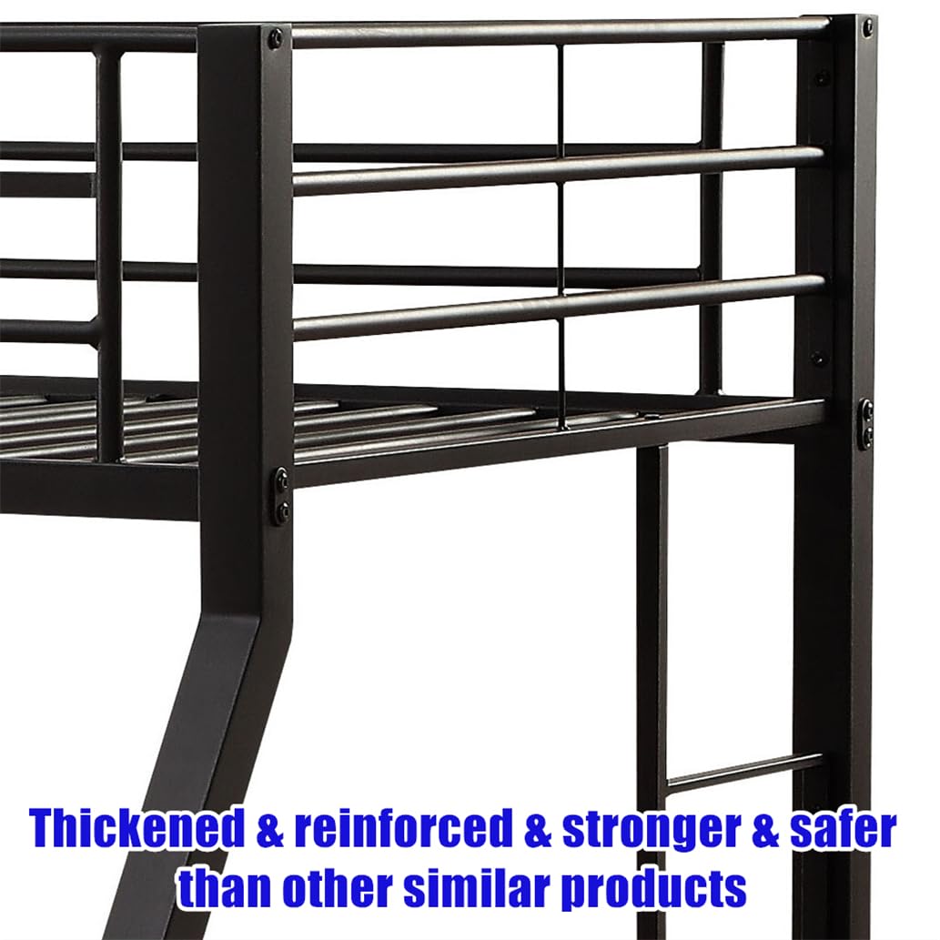 NIAYOU Twin XL Over Queen Bunk Bed, Industrial Style, Black Metal, Up to 900 lbs Weight Capacity, Easy Assembly NIAYOU