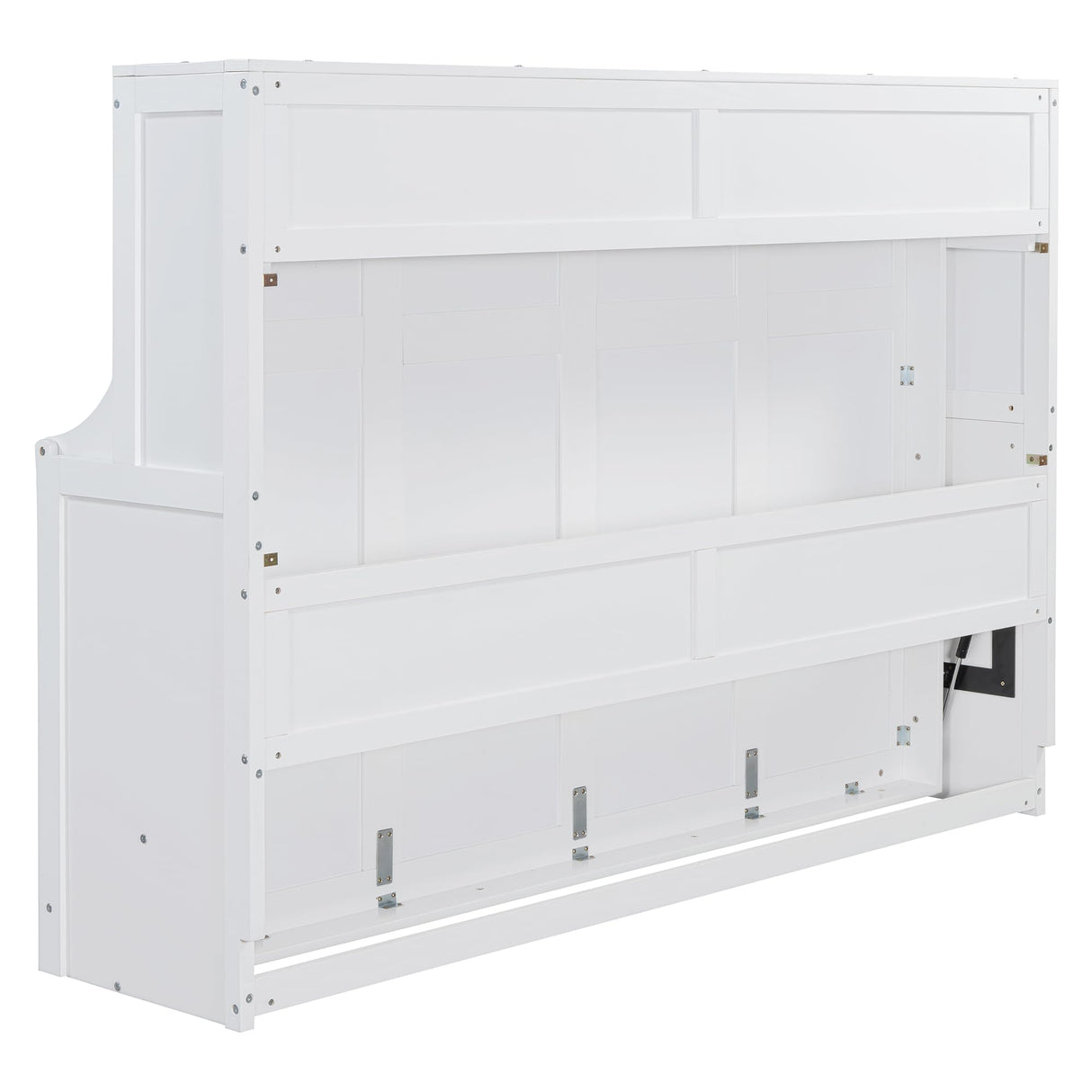 Ball & Cast Horizontal Murphy Bed Full Size,Hidden Folding Wall Bed Frame with Hydraulic Lift&Desk,Wood Cabinet Platform Bed can be Folded into Desk,Space Saving for Bedroom,Guest Room,Apartment,White Ball & Cast