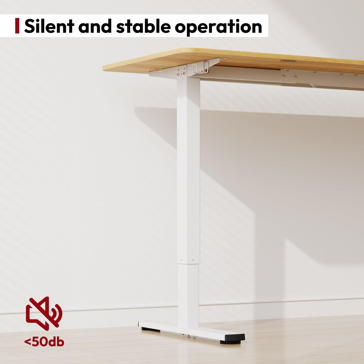 SANODESK Electric Standing Desk 63x28 Inch Height Adjustable Stand Up Desk Home Office Computer Workstation Sit Stand Home Office Desk with Splice Board (White Frame + Maple Top) SANODESK