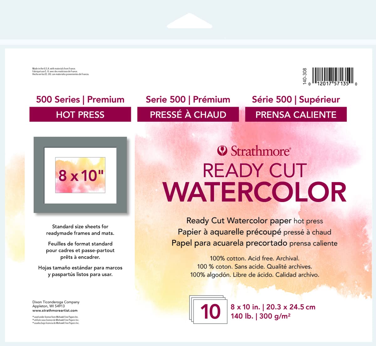 Strathmore Watercolor Paper Pack 8"X10"-10 Sheets -140308 Strathmore