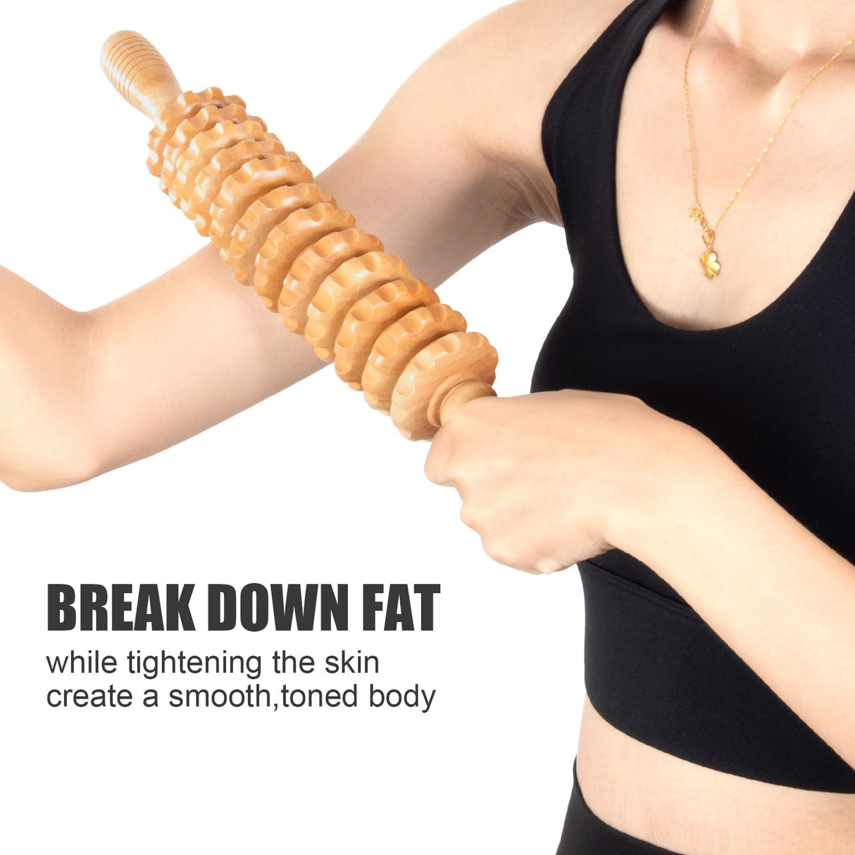 Wood Therapy Massage Tools 12 Roller, Wooden Massager Stick 16.8 Inch,Lymphatic Drainage Tool Cellulite Massager for Cellulite Reduction,Muscle Tension and Body Shaping,Contouring KintKita