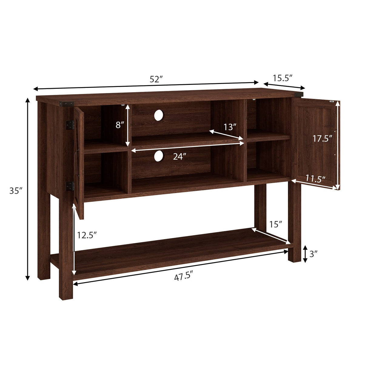 Tangkula Console Table Buffet Table, Modern Sideboard with Storage Cabinets and Bottom Shelf, Contemporary Tall Buffet Storage Cabinet, Kitchen Dining Room Furniture (Brown) Tangkula