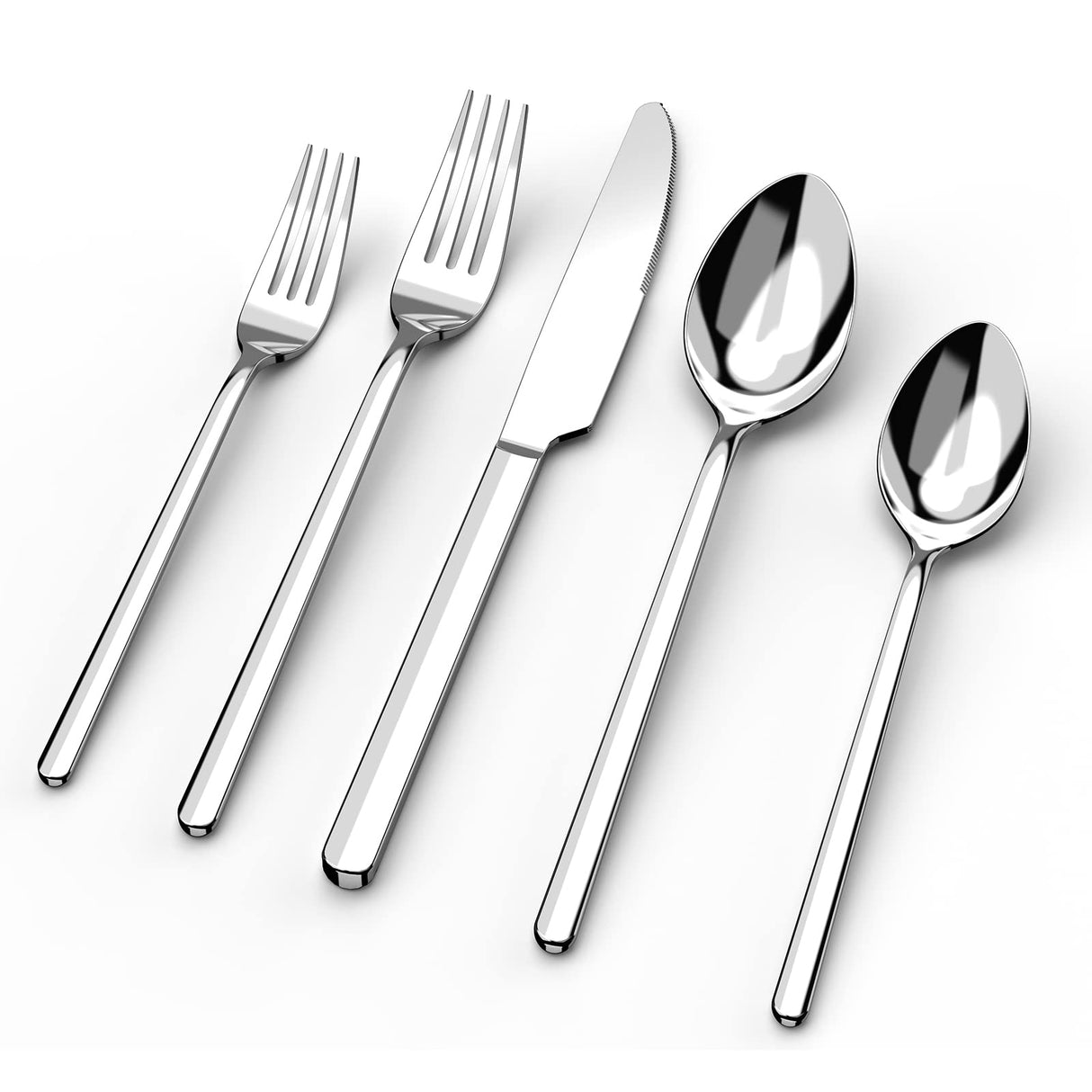 KINGSTONE Silverware Set, 20 Piece Flatware Cutlery Set for 4, 18/10 Stainless Steel Silverware Mirror Polished Dishwasher Safe for Home, Restaurant, Wedding, Party(Silver, 20 pieces for 4) KINGSTONE