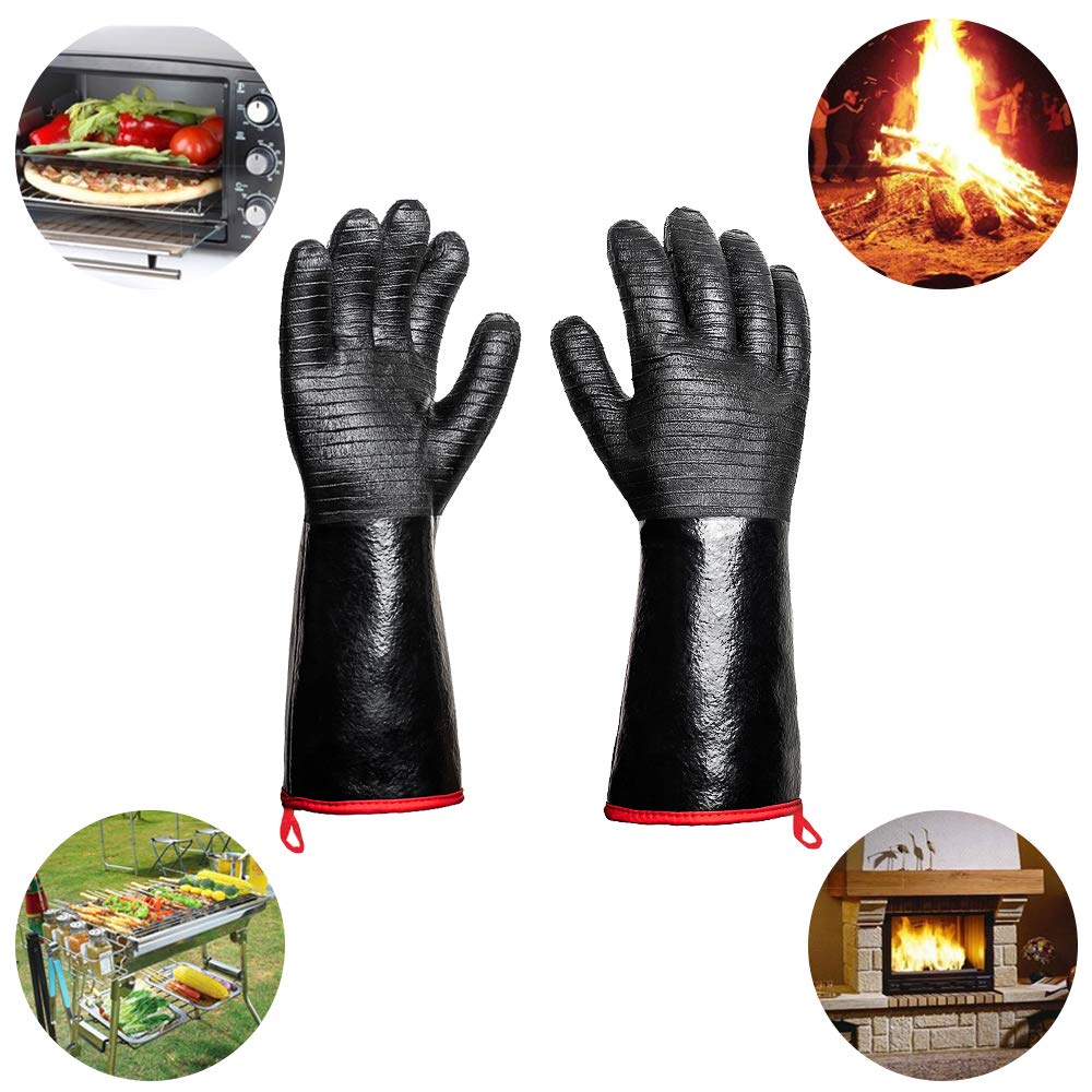 932°F Extreme Heat Resistant Gloves for Grill BBQ,Aillary Waterproof Long Sleeve Pit Grill Gloves for Fryer, Baking, Oven,Smoker,Fireproof, Oil Resistant Neoprene Coating(14-Inch ) Aillary