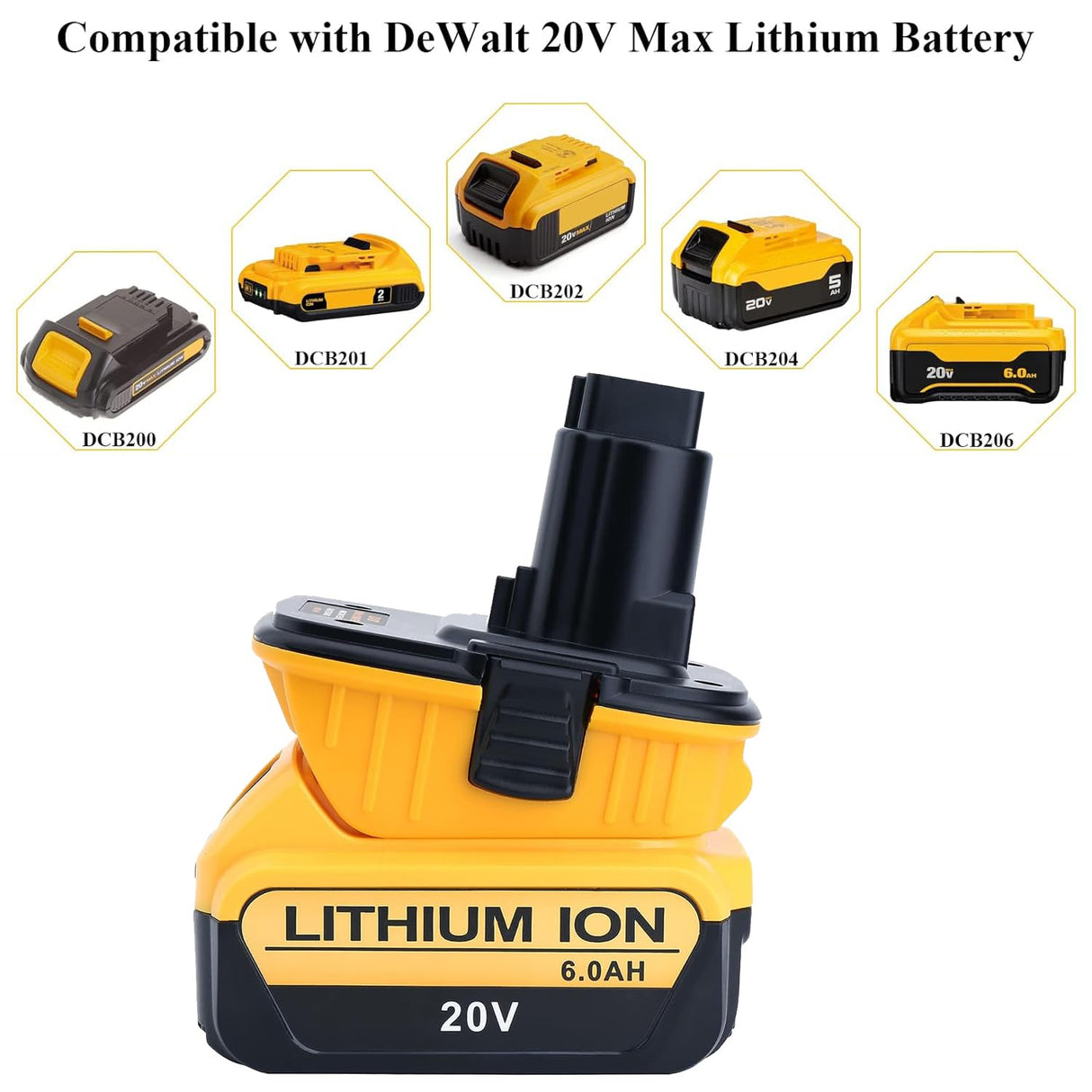 18v to 20v Battery Adapter Replacement for Dewalt DCA1820, Compatible with Dewalt 20V Max Lithium Battery DCB203 DCB204 to Dewalt 18V XRP NiCad NiMh Batteries DC9096 Tools zyystarttogo