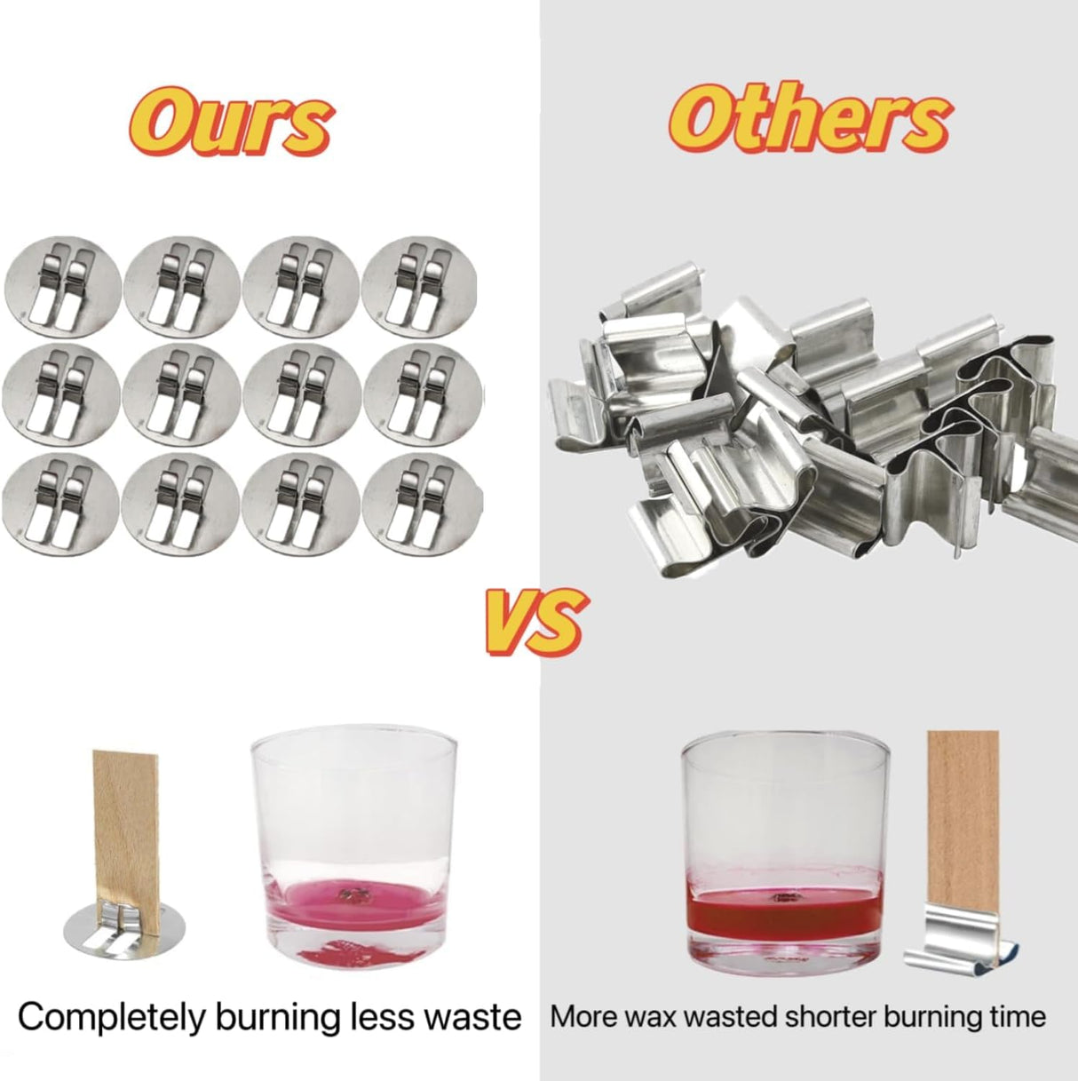 150pcs Wick Clip for Candle Making Wood Wick Holder Base Universal Wood Wick Clips Wooden Wicks Bases Metal Candle Wick Holders (Wicks not Included) Phinicco