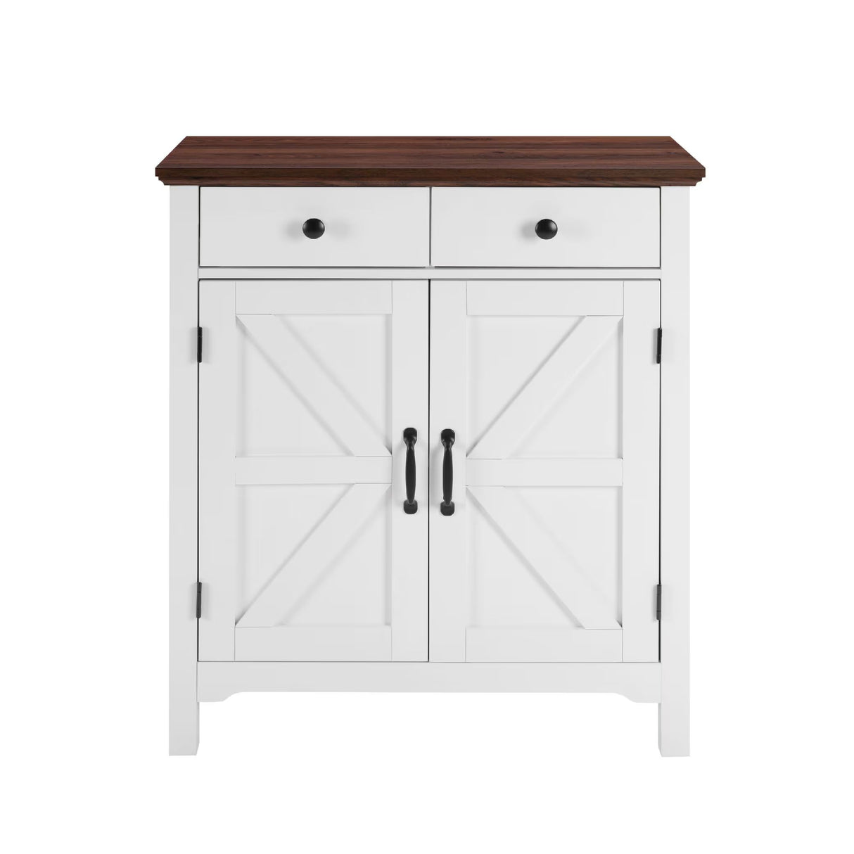Farmhouse Buffet Cabinet with 2 Drawers & Adjustable Shelf, 2 Barn Door Storage Sideboard for Kitchen, Entryway, Living Room, White eShelf