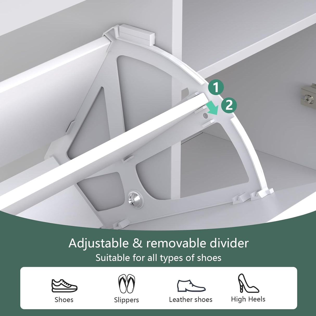 Gyfimoie Shoe Cabinet with 3 Flip Drawers & Side Cabinet and Adjustable Shelves, Narrow Entryway Hidden Shoe Rack with Doors, Hallway Organizer (White) Gyfimoie