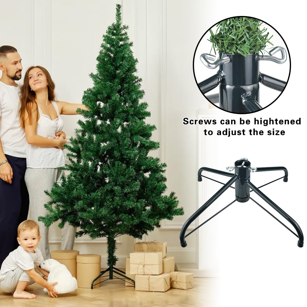 Finphoon Metal Christmas Tree Stand, Foldable Xmas Tree Base for 4-8 Ft Artificial Trees, 15.7 Inch Replacement Christmas Tree Stand Bracket Fits 0.5-1.57 Inch Poles,Dark Green Finphoon
