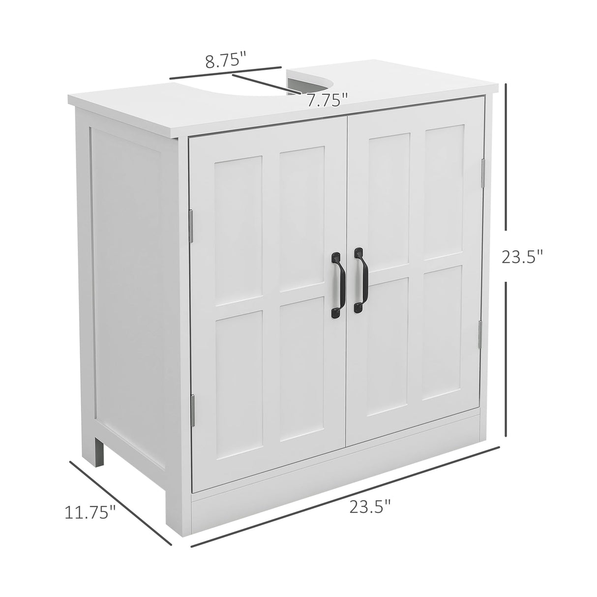 kleankin Pedestal Sink Storage Cabinet, Under Sink Cabinet, Bathroom Vanity Cabinet with Double Doors and Adjustable Shelf, White kleankin