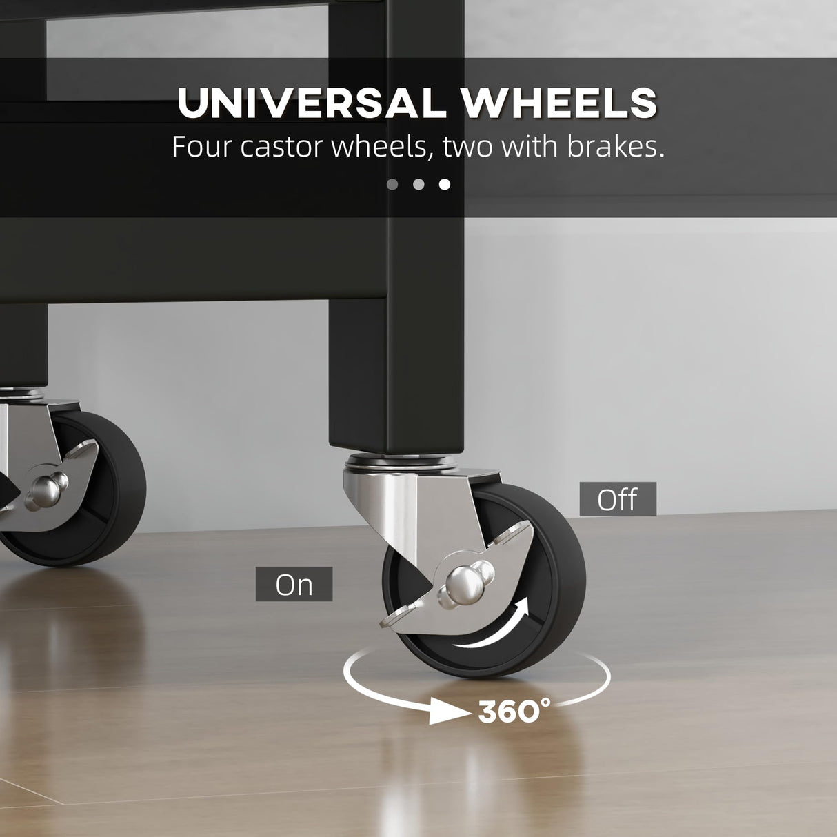 HOMCOM Rolling Kitchen Island Cart, Bar Serving Cart, Compact Trolley on Wheels with Wood Top, Shelves & Drawers for Home Dining Area, Black HOMCOM