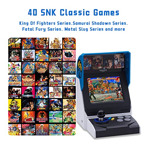 NEOGEO Mini Arcade International Version, 40 Pre-Loaded Classic SNK Games:The KING of The FIGHTERS / METAL SLUG and More, Built-in Clearly 3.5”LCD Screen, HDMI and 2 Gamepad Ports UNICO