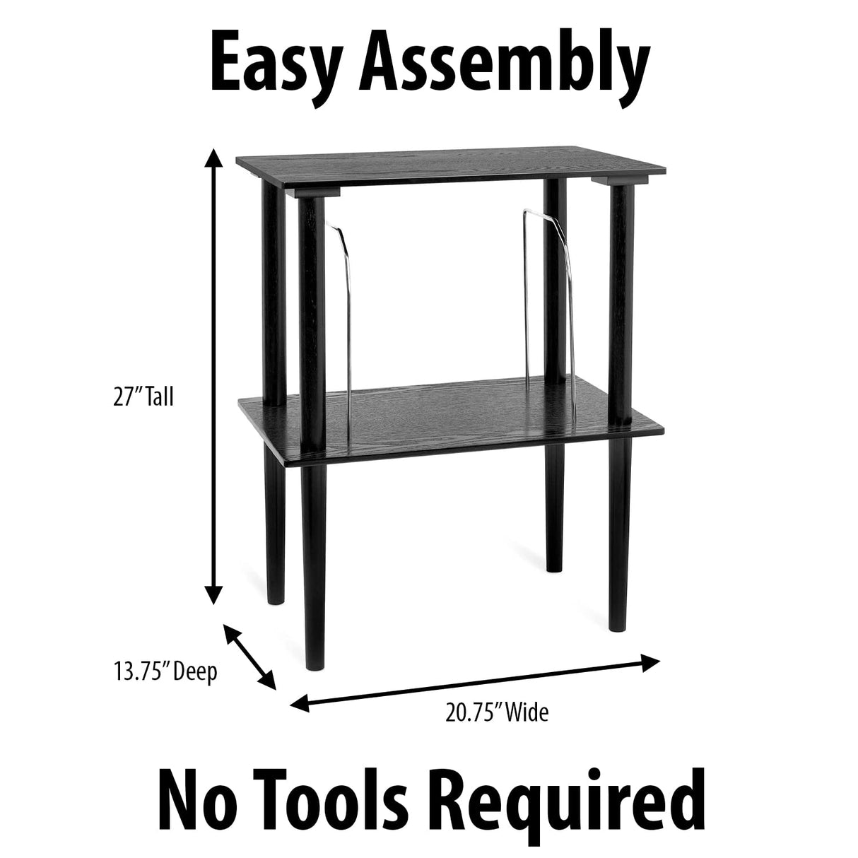 Victrola Wooden Stand for Wooden Music Centers with Record Holder Shelf, Black Victrola