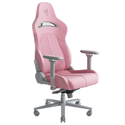 Razer Enki Gaming Chair: All-Day Comfort - Built-in Lumbar Arch - Optimized Cushion Density - Dual-Textured, Eco-Friendly Synthetic Leather - Reactive Seat Tilt & 152-Degree Recline - Pink