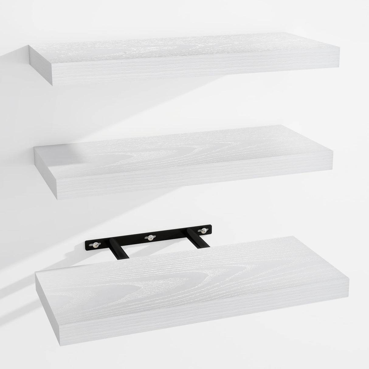 Venusmiles Floating Shelves for Wall, Wall Mounted Shelves with Invisible Brackets, 3 Small Wood Floating Wall Shelf Shelves for Living Room, Bedroom, Kitchen, Bathroom (White, 15" W x 6" D x 1" H) Venusmiles