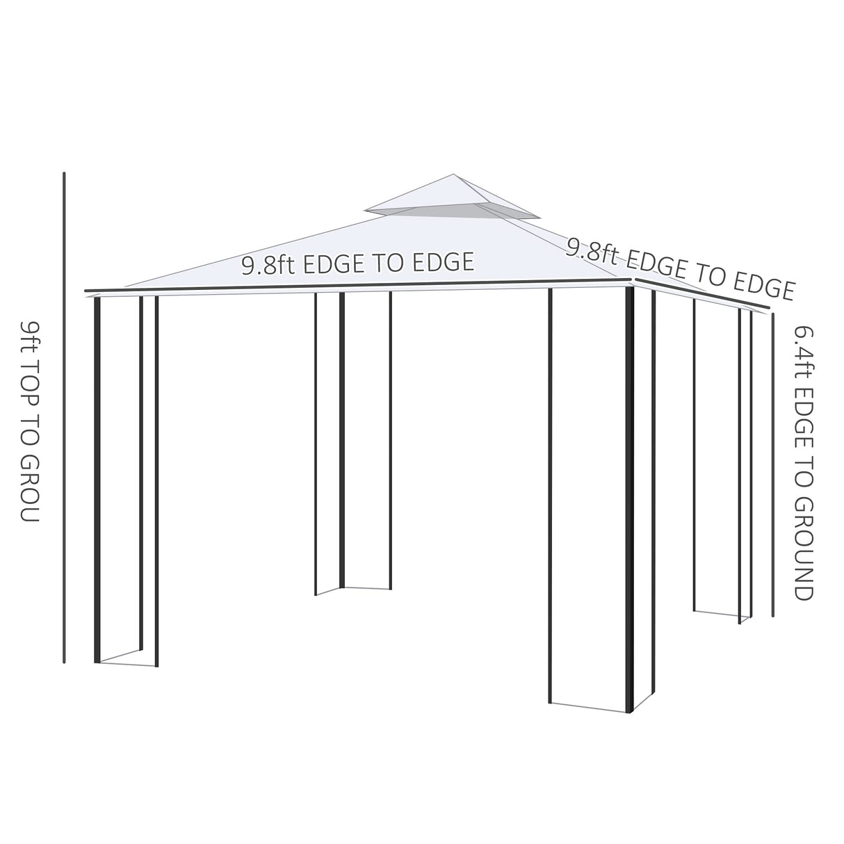Outsunny 10' x 10' Patio Gazebo with Corner Frame Shelves, Double Roof Outdoor Gazebo Canopy Shelter with Netting for Patio, Wedding, Catering & Events, Cream White Outsunny