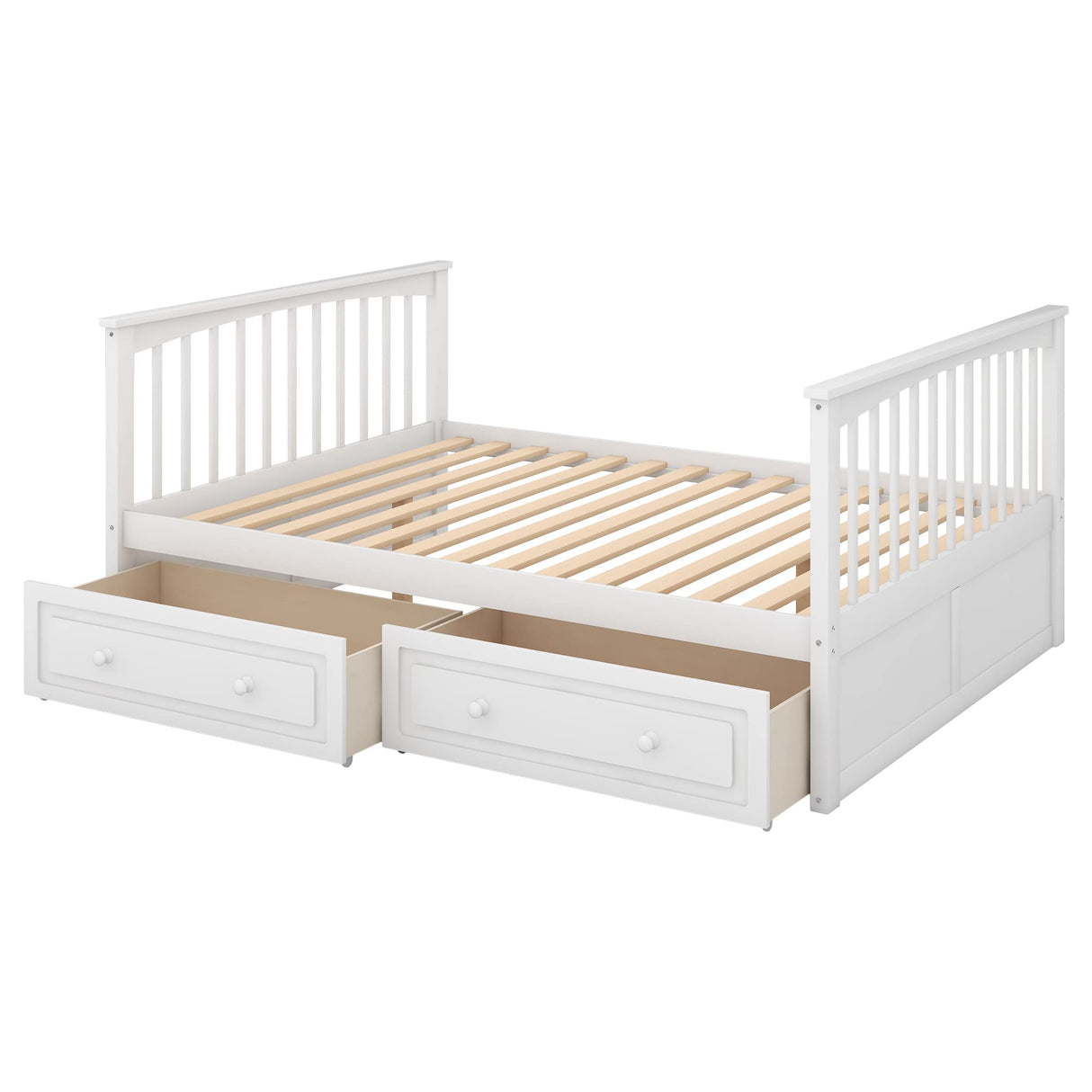 Harper & Bright Designs Full Over Full Wood Bunk Bed with Two Storage Drawers and Ladder, Convertible Storage Bunk Bed Can Be Divided Into Two Full Size Daybeds (White) Harper & Bright Designs