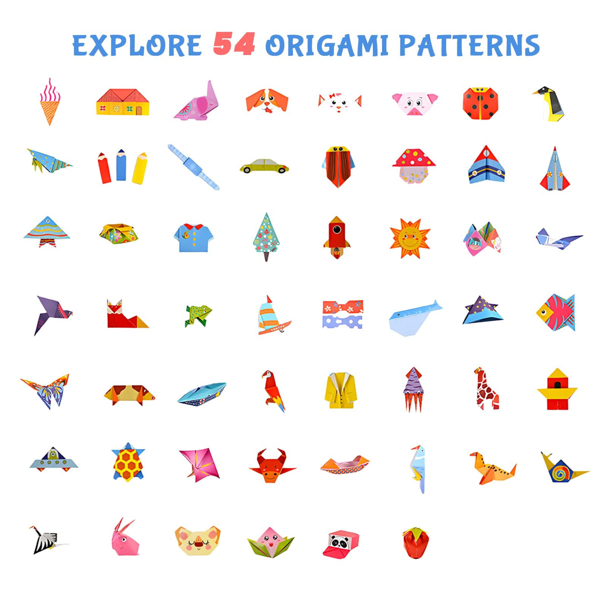 NISCHA Origami Kit for Kids Ages 8-12, 116 Sheets Paper with 54 Patterns & Guiding Book, Art and Craft Gifts for Birthdays, Christmas, Travel NISCHA