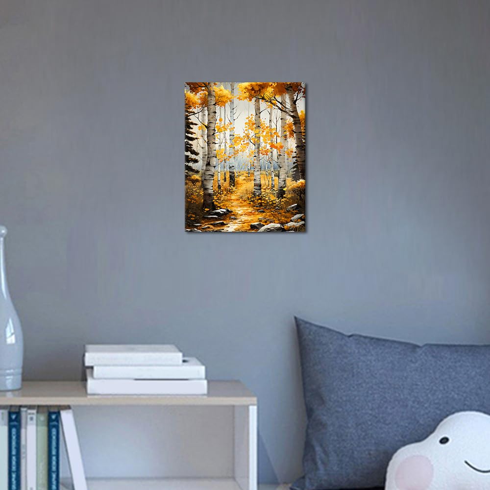 TUMOVO Paint by Number for Adults Forest Paint by Numbers Birch Adult Paint by Number Kits Autumn Painting by Numbers for DIY Painting Kit Adults Paint by Number Canvas Arts Craft, 16 x20 Inch TUMOVO