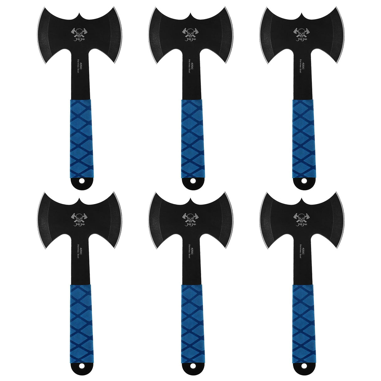 JXE JXO Throwing Axes and Tomahawks Set 6Pack, Double Bite Hawks, Design for Throwing Recreation and Fun JXE JXO