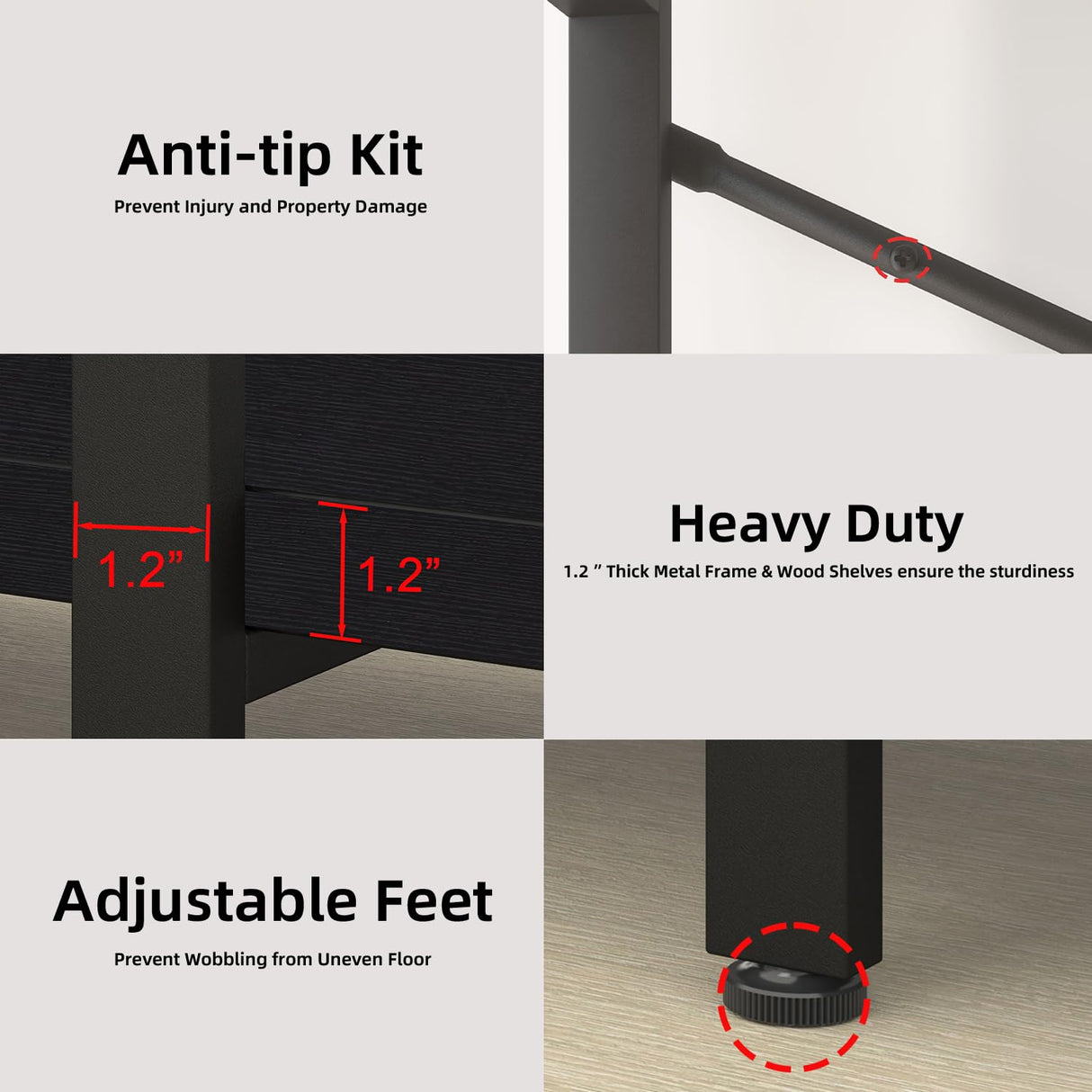 HSH 5 Tier Tall Black Bookshelf, Wood and Metal Storage Book Rack, Industrial Modern Etagere 5 Shelf Bookcase, Large Wide Open Display Book Shelf for Bedroom Living Room Office, Bookshelves Heavy Duty HSH