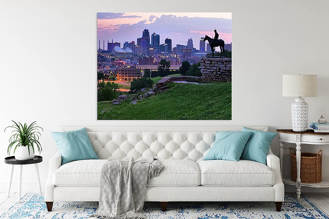 Diamond Painting City View of Kansas City Missouri Skyline at Dawn During Golden Light from The Kansa for Adult Painting Kits Diamond Art Perfect for Home Wall Decor 16"x20" Handmade Arting