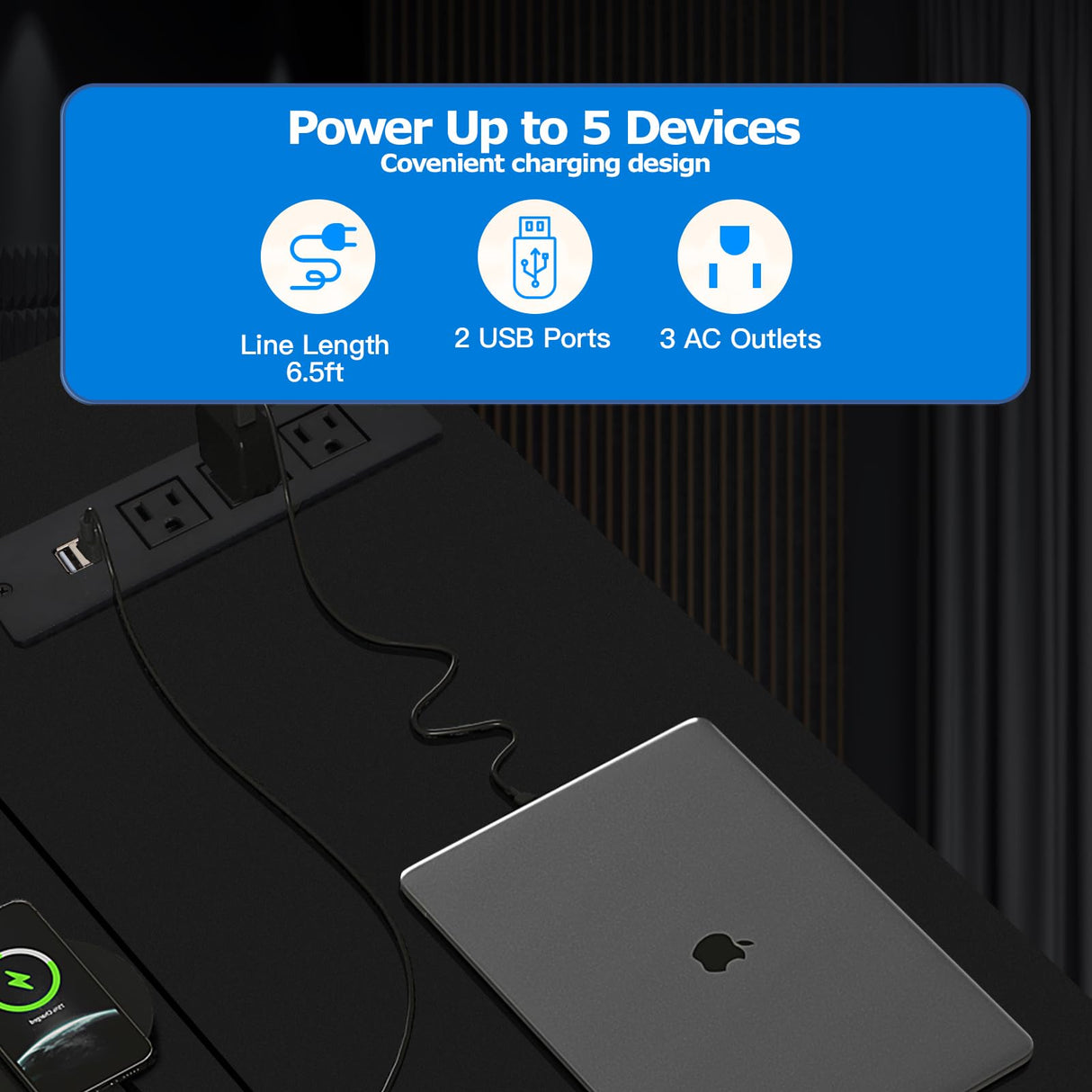 Panana 53.5" L Shaped Computer Desk Gaming Desk with LED Lights and Power Outlets, Reversible L Shaped Corner Desk with Monitor Stand, Home Office Desk with Shelf and USB Port (Black) Panana