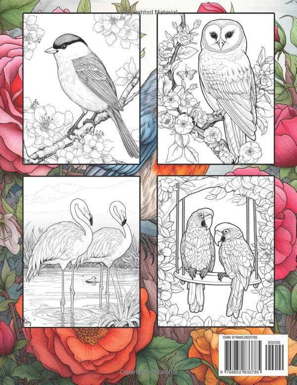Wild Birds: Colouring Books for Adults - 50 Beautiful Birds Illustrations Majosta