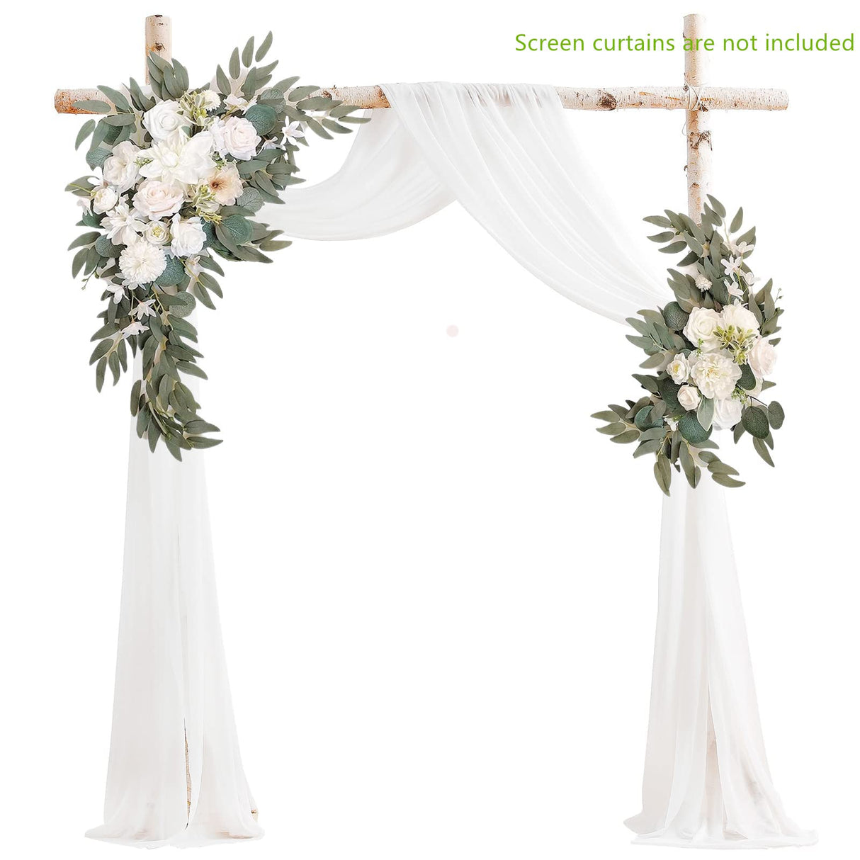 BMQDSM Wedding Arch Faux Flowers Set of 2 Greenery Garland for Wedding Decor Ceremony and Reception Backdrop Decoration (White) BMQDSM