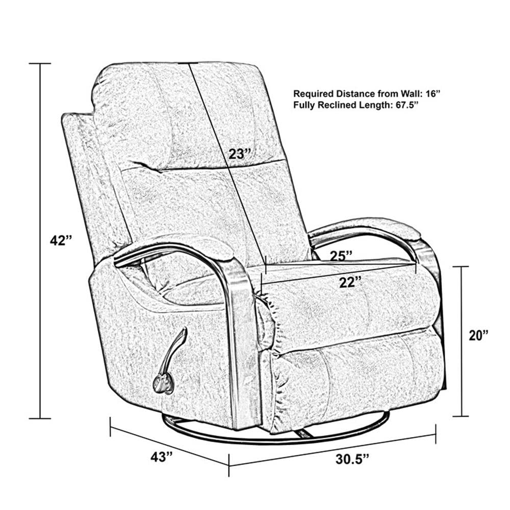 Catnapper Thomas Swivel Glider Recliner in Graphite Gray Polyester Fabric Catnapper