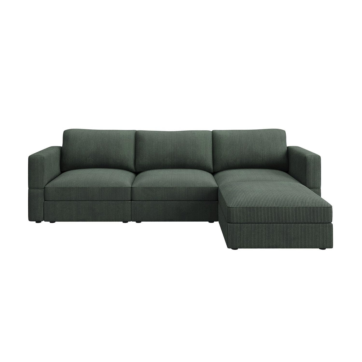 HONBAY Modular Sectional Couch with Storage Corduroy L Shaped Sectional Couches for Living Room,Green HONBAY