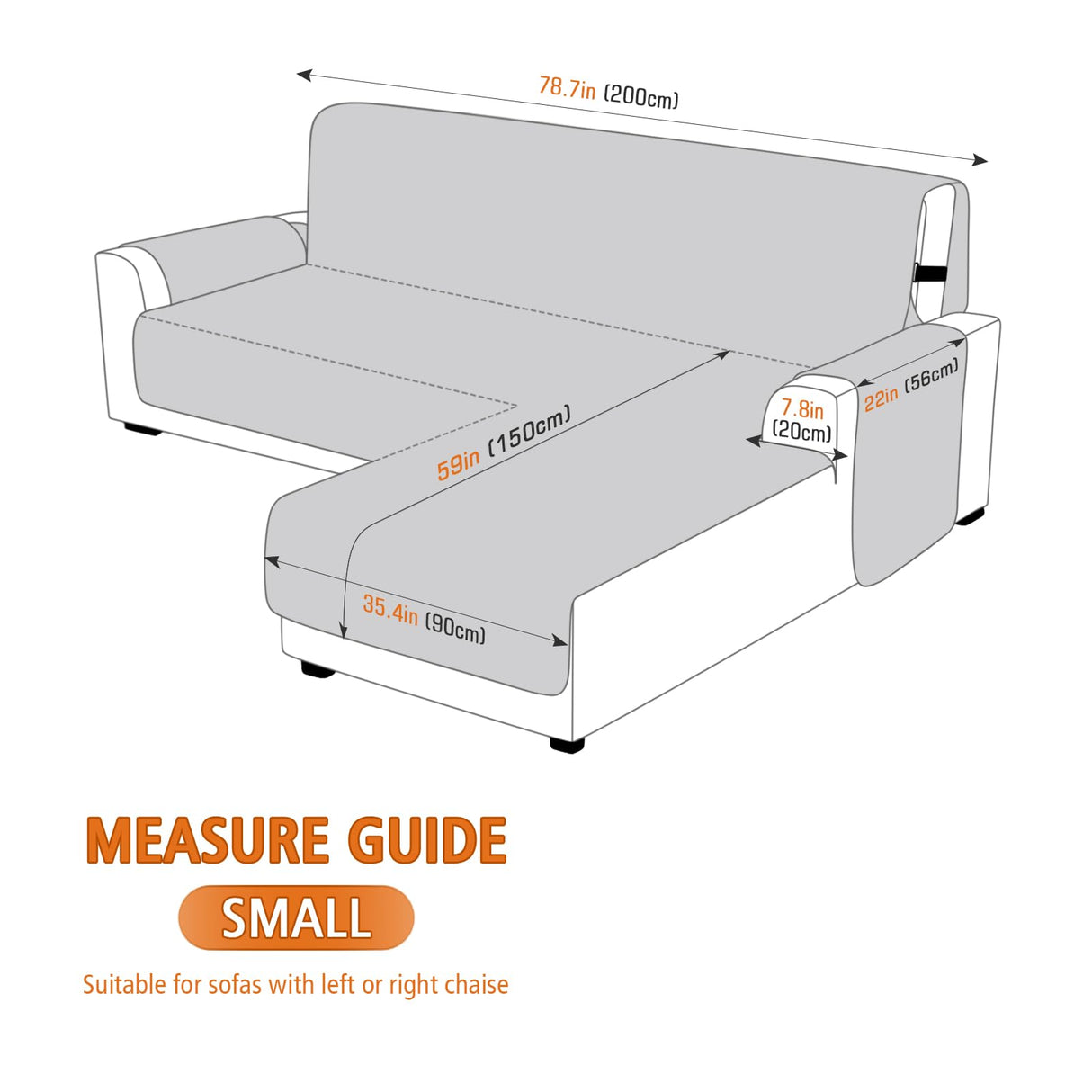 VANSOFY Upgraded Sectional Couch Covers 100% Waterproof L Shaped Sofa Slipcover Reversible Chaise Lounge Cover for Sectional Sofa Cover for Pets Cat Dog(Small,Dark Gray) VANSOFY
