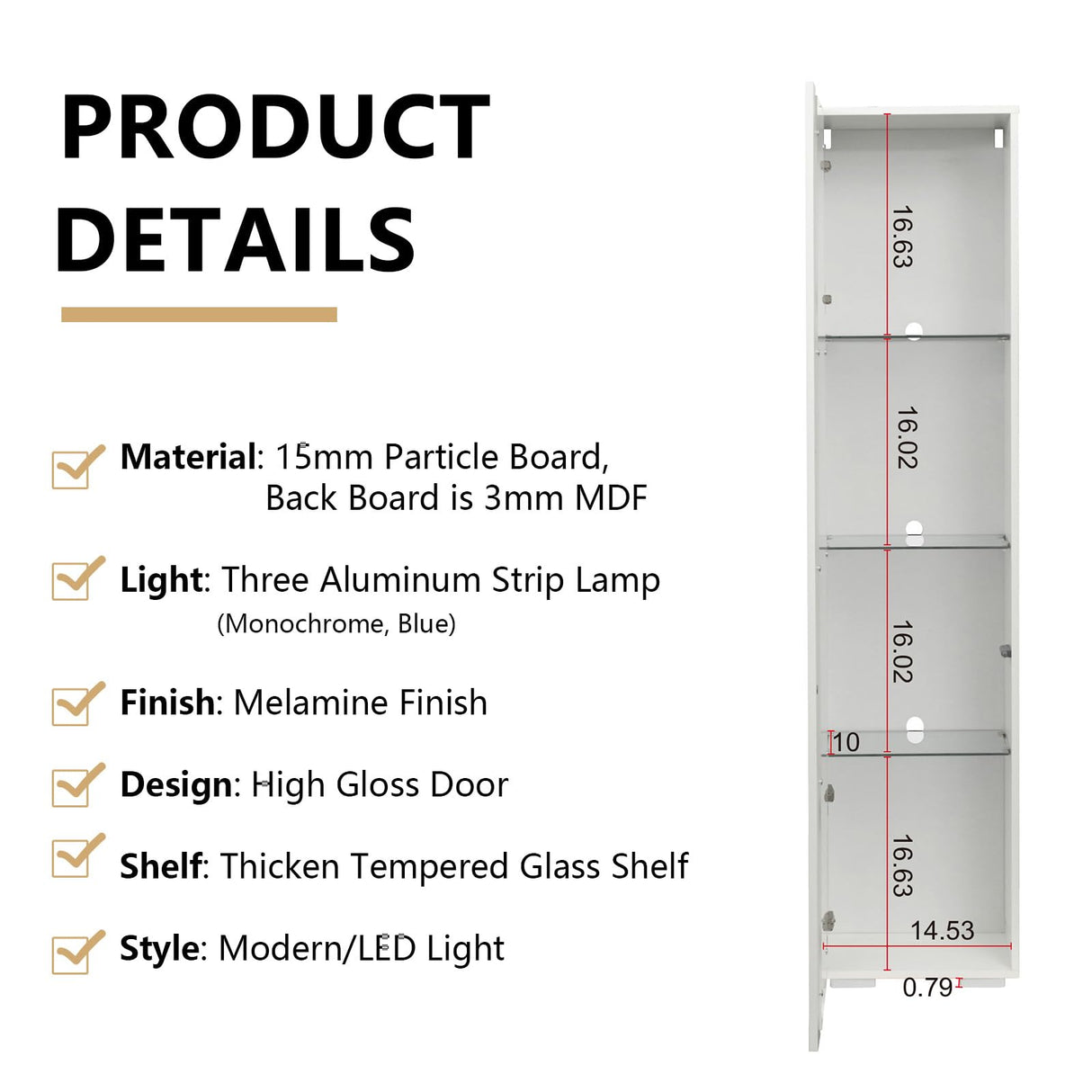 Pvillez 67" Modern LED Display Cabinet with 4 Glass Shelves - Stylish High Gloss Storage for Living Room, Bedroom, or Office (White) Pvillez